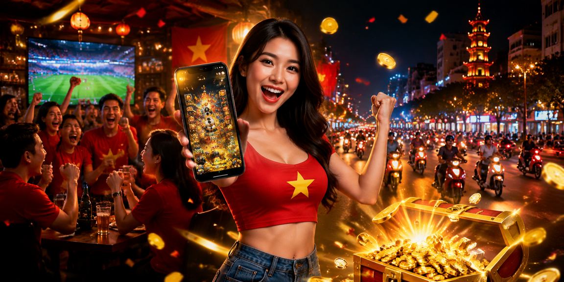 Người dùng tại Hà Nội truy cập casino trực tuyến trên điện thoại với ánh đèn neon về đêm